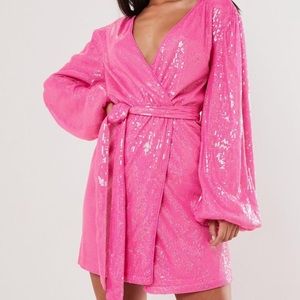 Misguided Sequin Wrap Dress✨